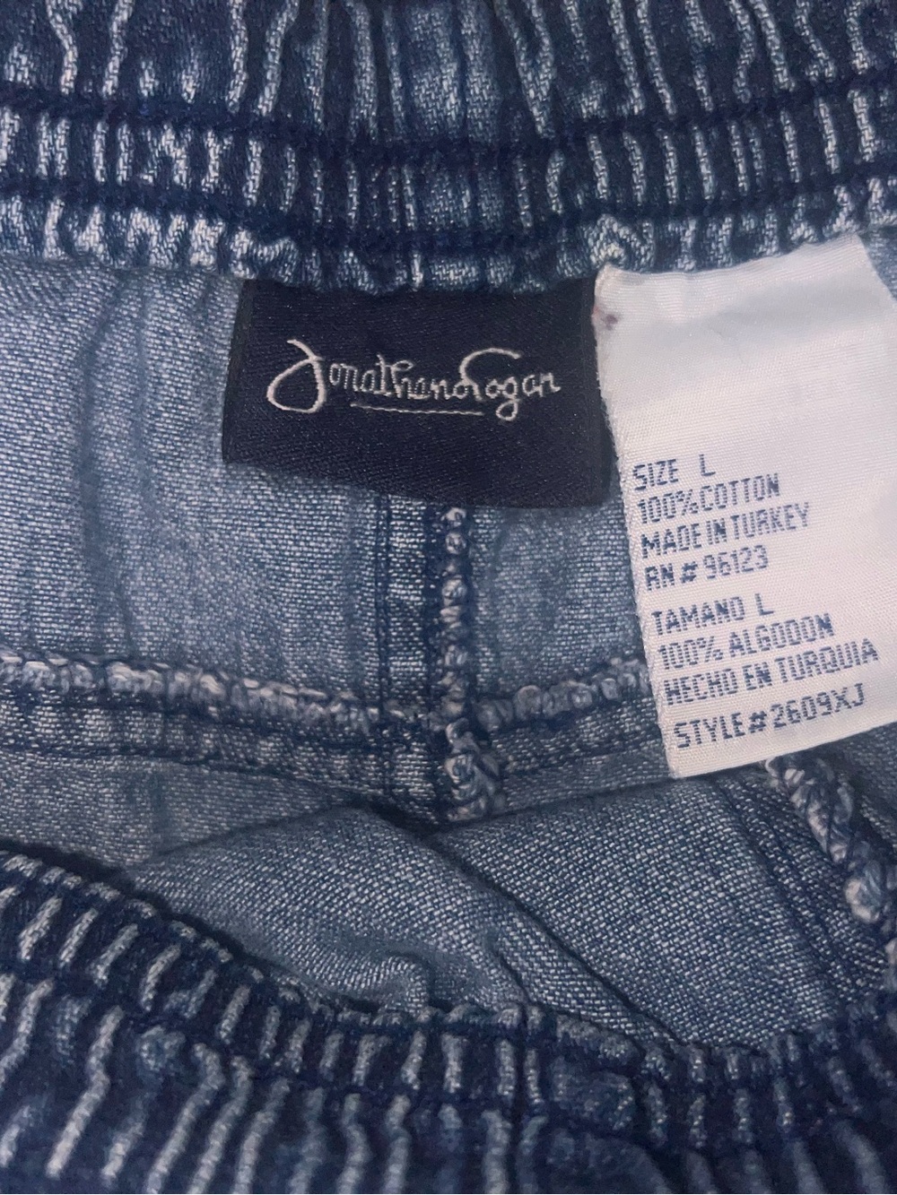 Vintage Jonathan Logan Denim Cargo Shorts Size Large Elastic Waist Jorts - Picture 4 of 9